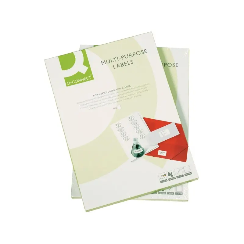 Etiqueta adhesiva q-connect kf15386 tamaño 38,1x21,2 mm fotocopiadora laser ink-jet caja con 100 hojas din a4