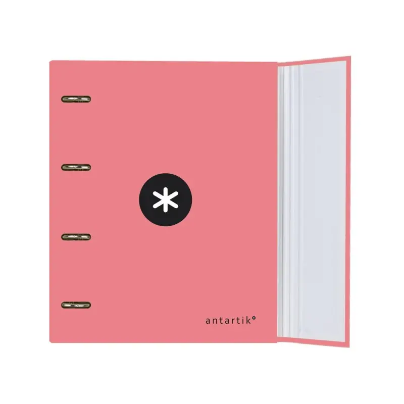 Carpeta con recambio y solapa liderpapel antartik a4 cuadro 5mm forrada 4 anillas redondas 40mm color coral