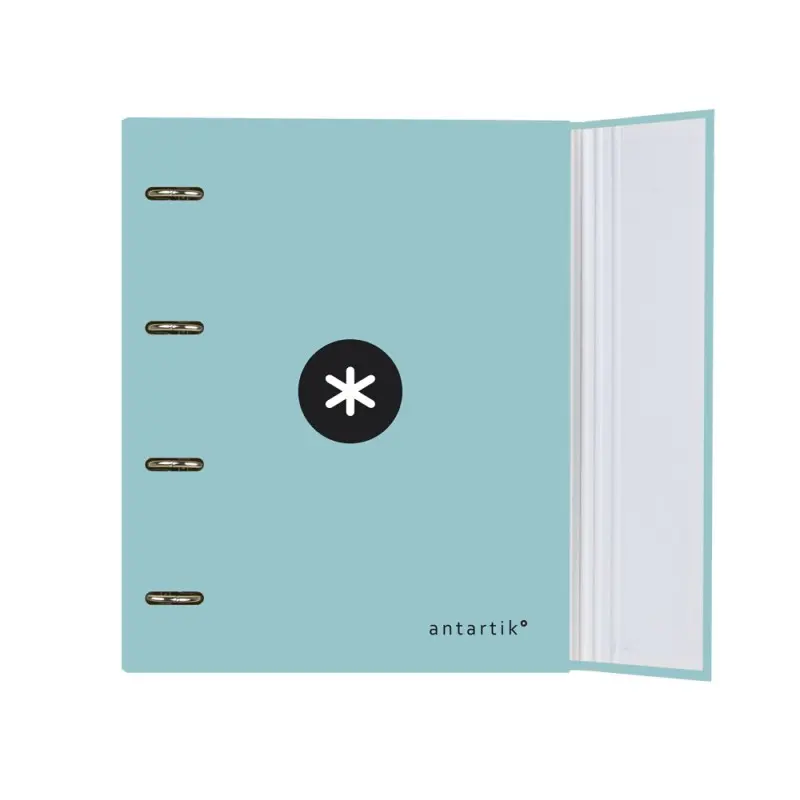 Carpeta con recambio y solapa liderpapel antartik a4 cuadro 5mm forrada 4 anillas redondas 40mm color menta