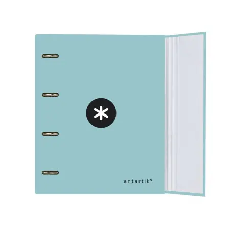 Carpeta con recambio y solapa liderpapel antartik a4 cuadro 5mm forrada 4 anillas redondas 40mm color menta