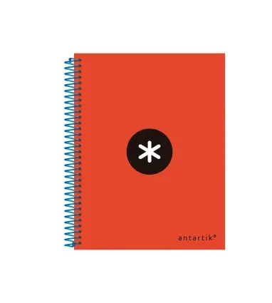 Cuaderno espiral liderpapel a5 micro antartik tapa forrada 120h 100g liso con bandas 6 taladros color rojo