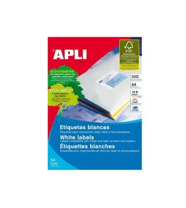 Etiqueta adhesiva apli 1295 tamaño 70x50,8 mm fotocopiadora laser ink-jet caja con 100 hojas din a4