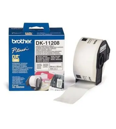Etiqueta adhesiva brother dk11208 -tamaño 38x90 mm para impresoras de etiquetas ql -400 etiquetas-