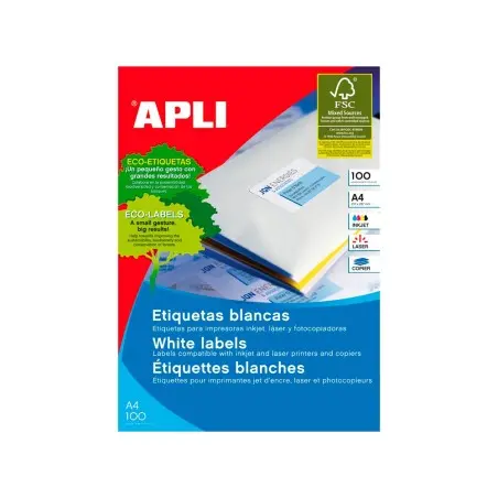Etiquetas adhesivas apli 01282 tamaño 48,5x16,9 mm para fotocopiadora laser ink-jet caja de 100h dina4 6800 etiquetas
