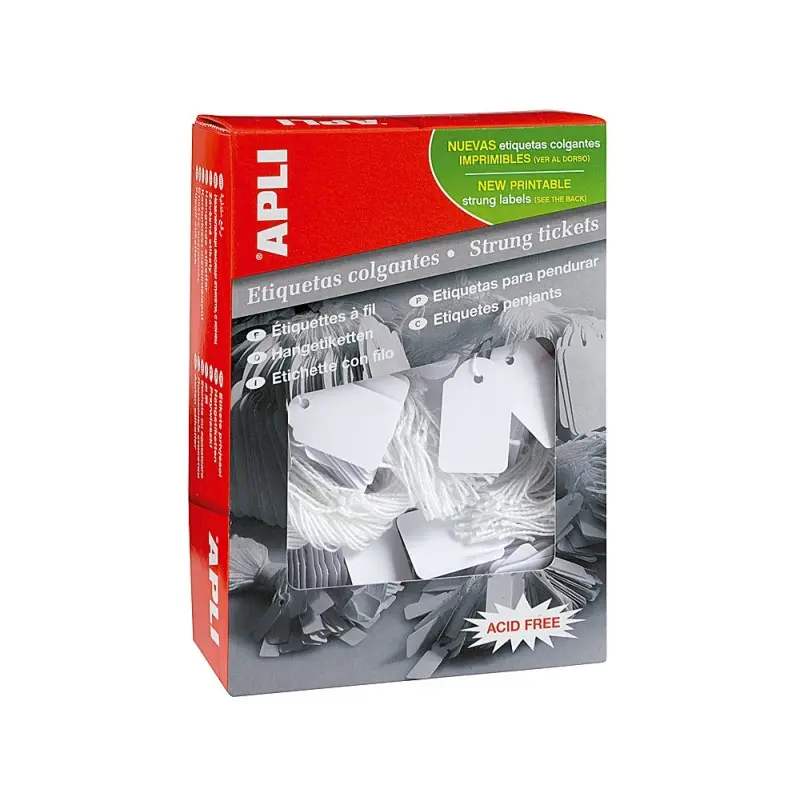 Etiquetas colgantes apli 391 28x43 mm caja de 500 unidades