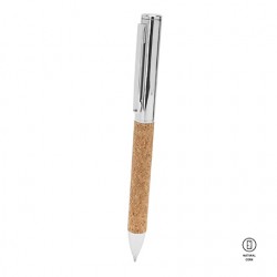 bolígrafo metálico con acabado cromado y empuñadura de corcho ARTUR en estuche individual