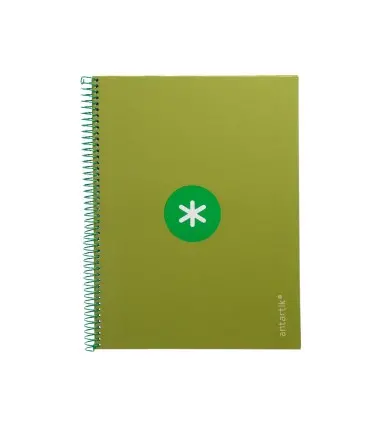 Cuaderno espiral liderpapel a4 micro antartik tapa forrada 80h 90 gr cuadro 5mm 1 banda 4 taladros verde