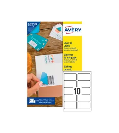Etiqueta adhesiva cubriente avery permanente para impresora laser blanca 99,1x57 mm caja de 250 unidades