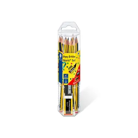 Lapices de grafito staedtler noris n.2 hb blister promocional 120 aniversario de12 uds + afilalapiz + goma