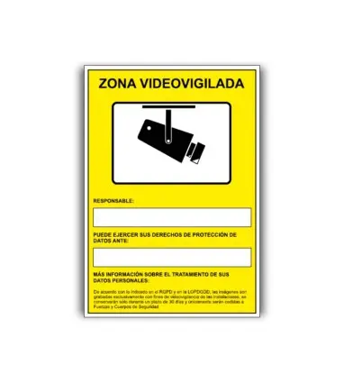 Pictograma archivo 2000 camaras de vigilancia en grabacion las 24 horas pvc amarillo luminiscente 210x297
