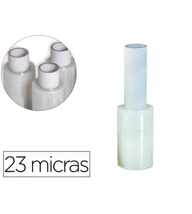 Film extensible manual ancho 100 mm espesor 23 micras 440 g transparente