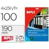 Etiqueta adhesiva apli 1233 tamaño 190x61 mm para fotocopiadora laser ink-jet caja 25 hojas con 100
