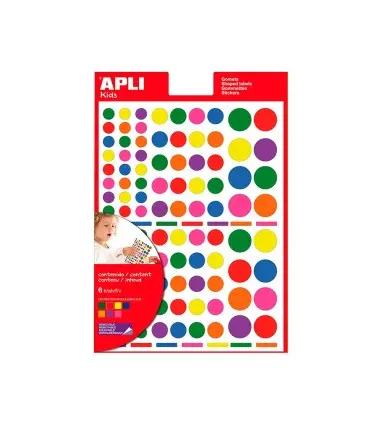 Gomets apli autoadhesivo circulo multicolor blister de 624 unidades surtidas