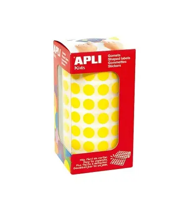 Gomets autoadhesivos circulares 10,5mm amarillo en rollo