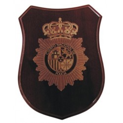 Metopa madera con forma 19 x 14,5 cm escudo Policía...