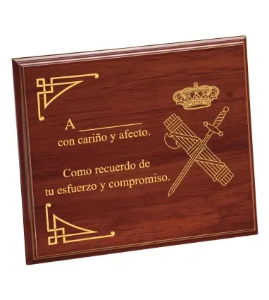 Placa Conmemorativa madera (210x165mm) Personalizable Guardia Civil grabada a laser