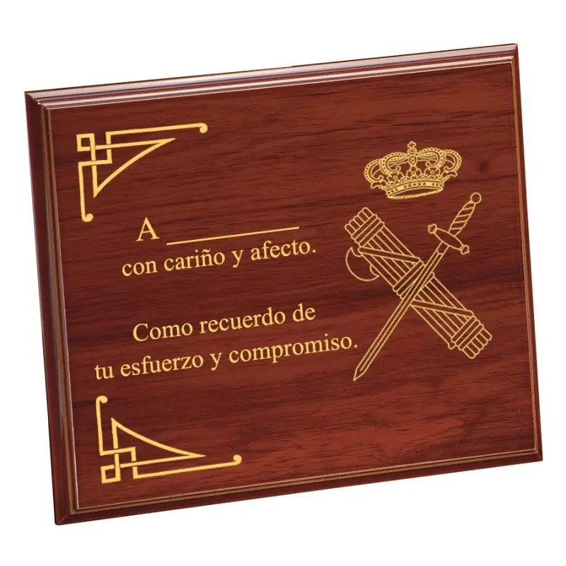 Placa Conmemorativa madera (210x165mm) Personalizable Guardia Civil grabada a laser