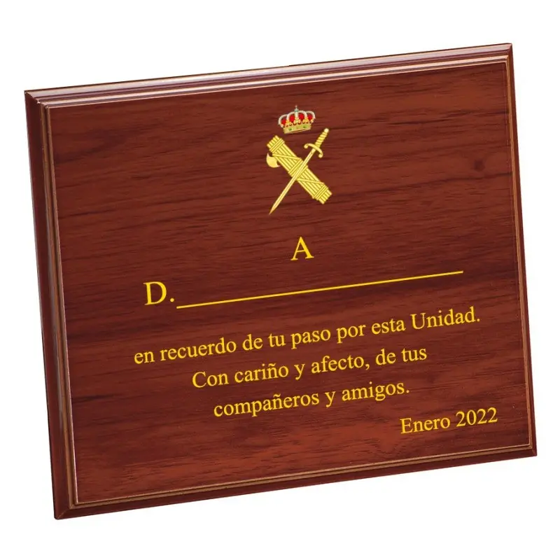 Placa Conmemorativa madera (240x195mm) Personalizada a color Guardia Civil