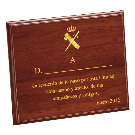 Placa Conmemorativa madera (240x195mm) Personalizada a color Guardia Civil