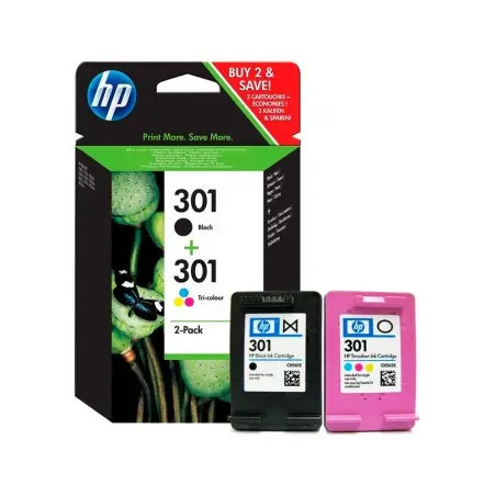 Ink jet hp 301 pack con tinta negra y tinta tricolor 1000/1001 3000/ 3050/3050se/3050ve 1050a/2050a/2054a/3050a.