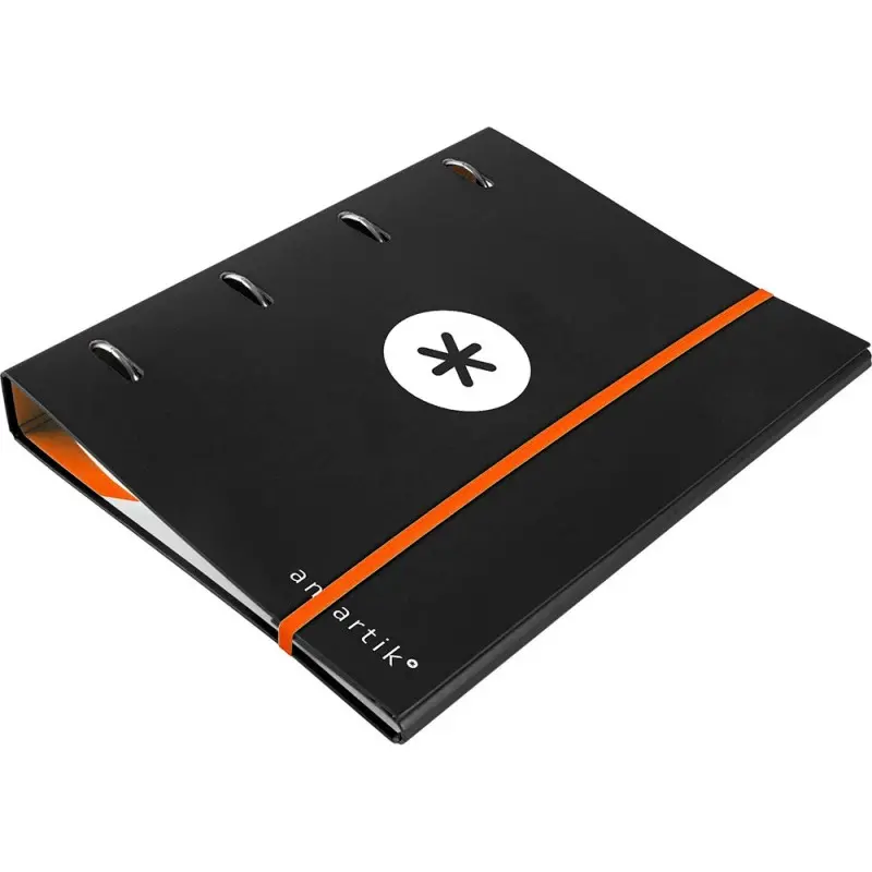 Carpeta con recambio y solapa liderpapel antartik a4 cuadro 5 mm forrada 4 anillas redondas 40mm color negra