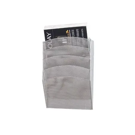 Expositor mural q-connect de pared 5 bandejas din a4 plateado 9,3x31,5x44 cm