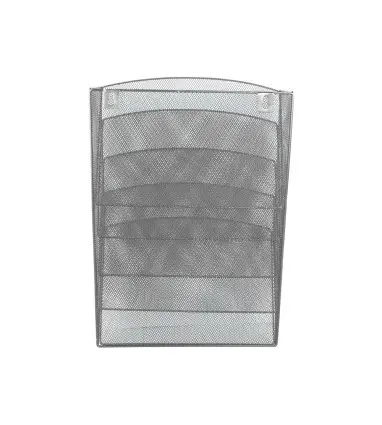 Expositor mural q-connect de pared 5 bandejas din a4 plateado 9,3x31,5x44 cm