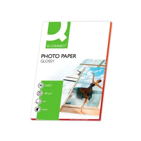 Papel q-connect foto glossy din a4 alta calidad digital photo -para ink-jet bolsa de 50 hojas de 180 gr