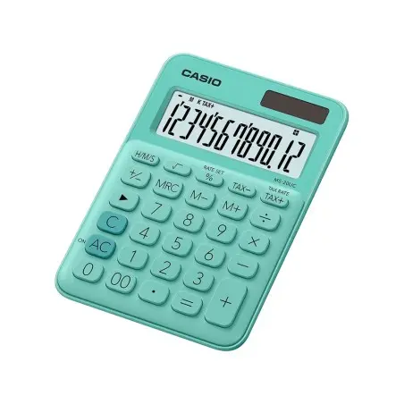 Calculadora casio ms-20uc-gn sobremesa 12 digitos tax +/- color verde
