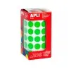 Gomets autoadhesivos circulares 15 mm verde en rollo con 2832 unidades
