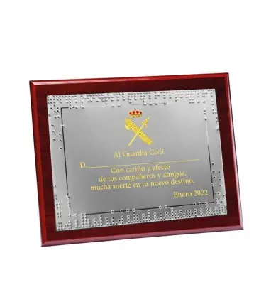 Placa madera con chapa Color Puntos sublimable (245x195mm) Totalmente Personalizable Guardia Civil