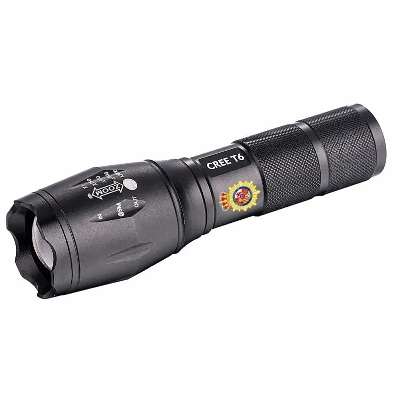 LINTERNA Policia Nacional color Q-CONNECT TELESCOPICA ALUMINIO MODO ALUMBRADO ALTO MEDIO BAJO ESTROBOSCOPIO SOS APAGADO