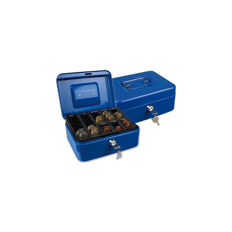 Caja caudales q-connect 8 200x160x90 mm azul con portamonedas