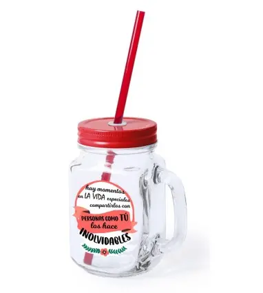 JARRA CRISTAL CON CAÑA "MOMENTOS ESPECIALES" con fondo