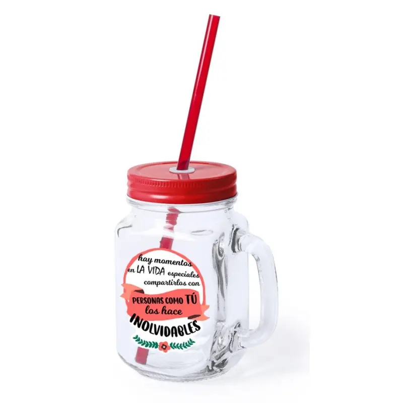 JARRA CRISTAL CON CAÑA "MOMENTOS ESPECIALES" con fondo