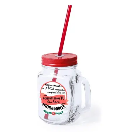JARRA CRISTAL CON CAÑA "MOMENTOS ESPECIALES" con fondo