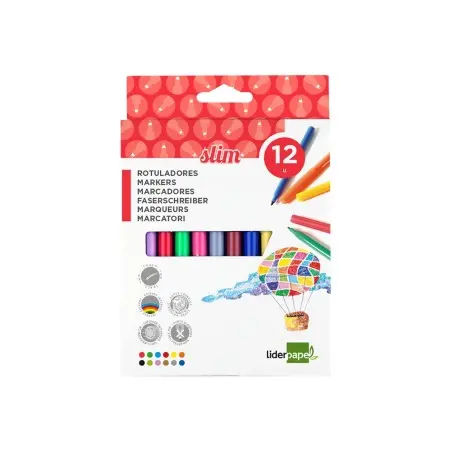 Rotulador liderpapel caja 12 colores