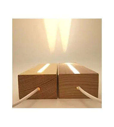 Lampara Base de madera con Luz LED y metacrilato Transparente Dulces Sueños