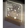 Lampara Base de madera con Luz LED y metacrilato Transparente Dulces Sueños