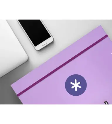 Carpeta con recambio y solapa liderpapel antartik a4 cuadro 5mm forrada 4 anillas redondas 40mm color lavanda