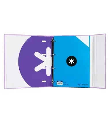 Carpeta con recambio y solapa liderpapel antartik a4 cuadro 5mm forrada 4 anillas redondas 40mm color lavanda