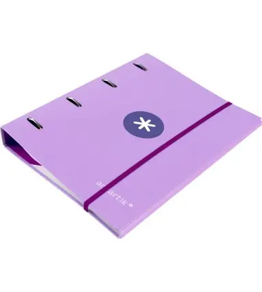 Carpeta con recambio y solapa liderpapel antartik a4 cuadro 5mm forrada 4 anillas redondas 40mm color lavanda