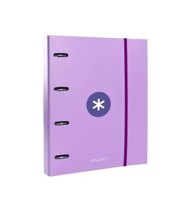 Carpeta con recambio y solapa liderpapel antartik a4 cuadro 5mm forrada 4 anillas redondas 40mm color lavanda