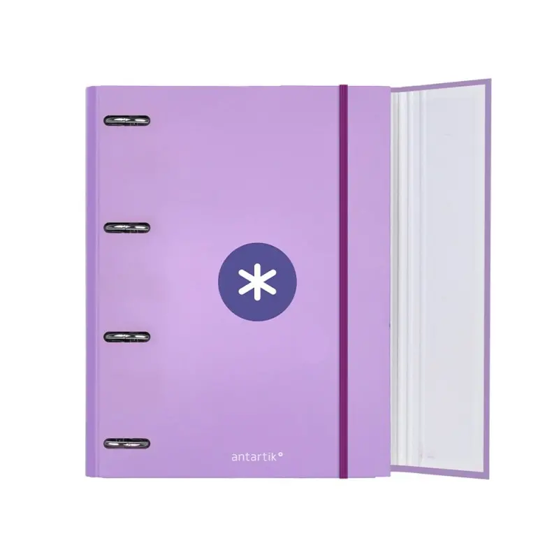 Carpeta con recambio y solapa liderpapel antartik a4 cuadro 5mm forrada 4 anillas redondas 40mm color lavanda