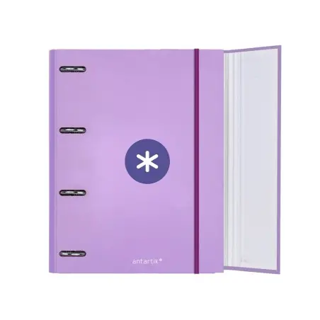 Carpeta con recambio y solapa liderpapel antartik a4 cuadro 5mm forrada 4 anillas redondas 40mm color lavanda