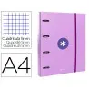 Carpeta con recambio y solapa liderpapel antartik a4 cuadro 5mm forrada 4 anillas redondas 40mm color lavanda