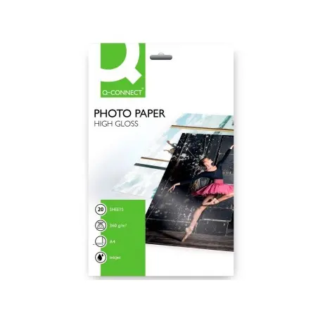 Papel q-connect foto glossy kf02163 din a4 alta calidad digital photo -para ink-jet bolsa de 20 hojas de 260 gr