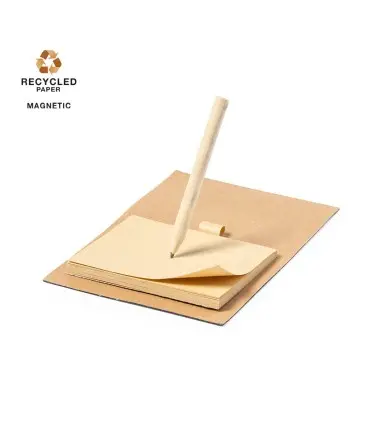 IMÁN KIBLY con bloc de papel reciclado y lapicero