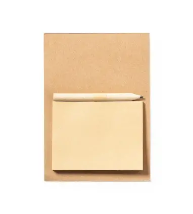 IMÁN KIBLY con bloc de papel reciclado y lapicero