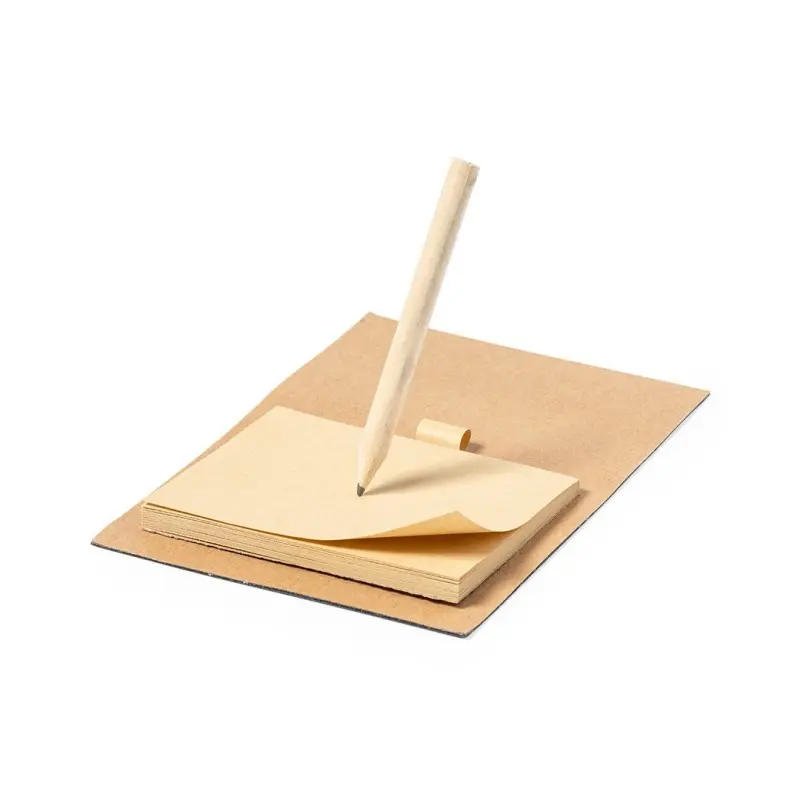 IMÁN KIBLY con bloc de papel reciclado y lapicero